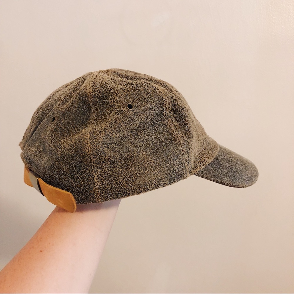 Distressed leather ball cap